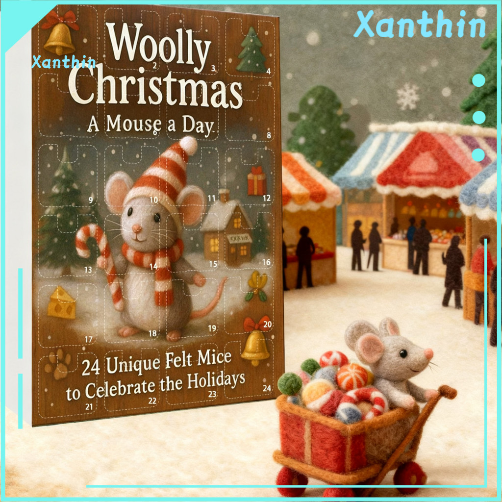 Christmas Countdown Calendar 2025 Felt Mouse Advent 24 Days Handmade Mice Ornaments Holiday Decor Gift for Home Collecto