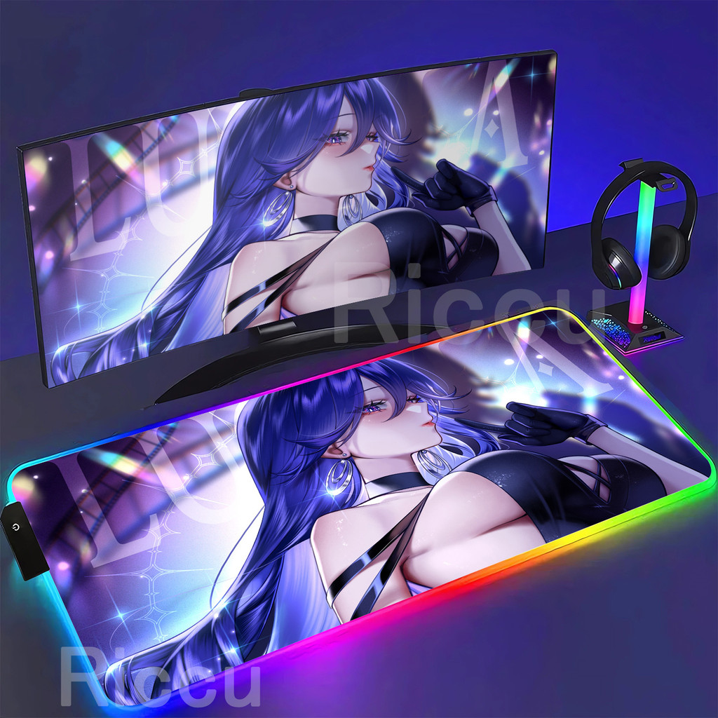 RGB Mousepad Lucilla Wuthering Waves overlock Impressão HD Borracha anime Kawaii Girl PC LED Mouse Pad Teclado Gaming ba