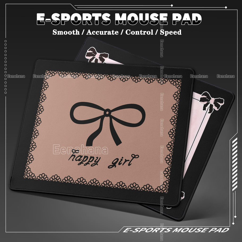 Kawaii Laço Preto À Prova Dwaterproof Água PC Gaming Rosa Bowknot Mouse Pad Antiderrapante Overlock Portátil Gamer Tecla