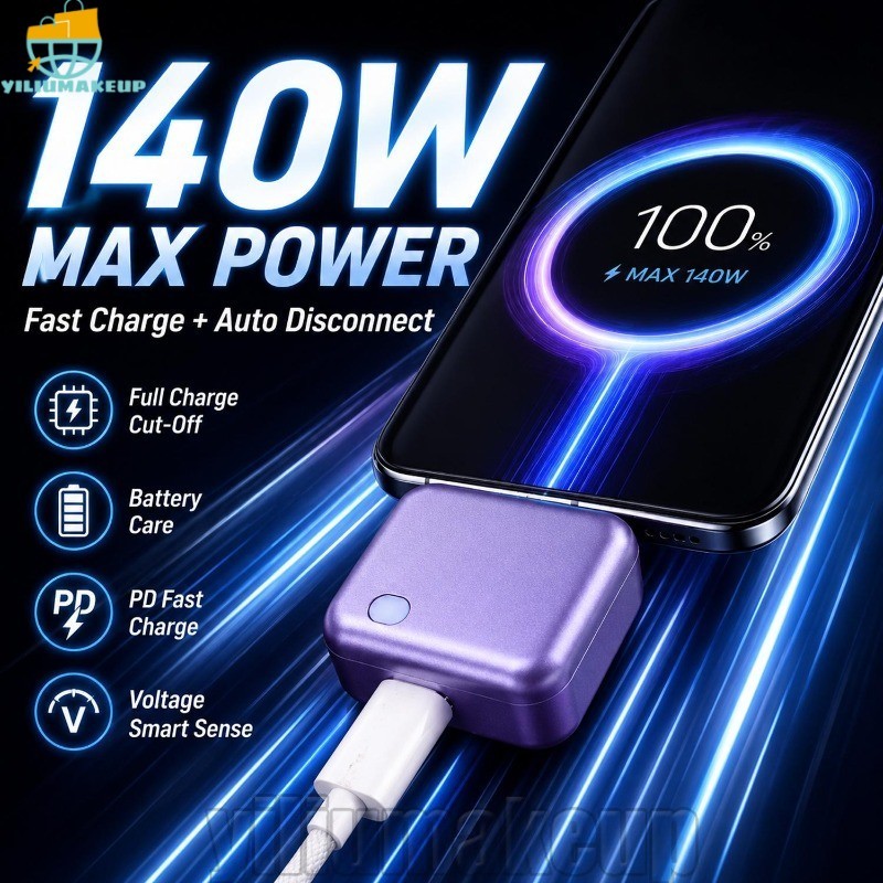 [Quick] Carregador De Desligamento Automático Inteligente De 140 W-Adaptador De Carregamento Rápido Tipo C-Anti Sobrecar
