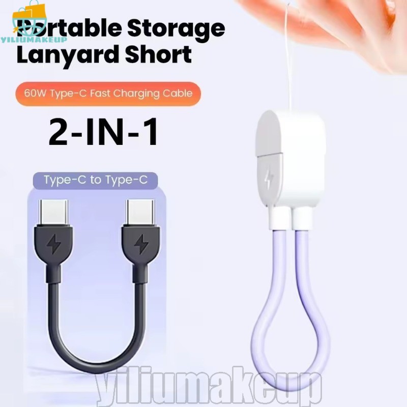 [Quick] 3-1Pcs 13cm Tipo C Para 60W Cabo De Carregamento-Dados Curto Duplo-Chaveiro De Cordão Portátil-Fio De Carga Rápi