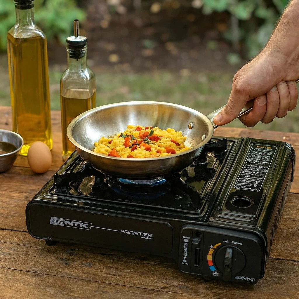 Fogão Fogareiro Gás Chama Regulável Acendimento Click Sem Fósforo C Bolsa Camping Viagem Acampamento Leve Compactoa