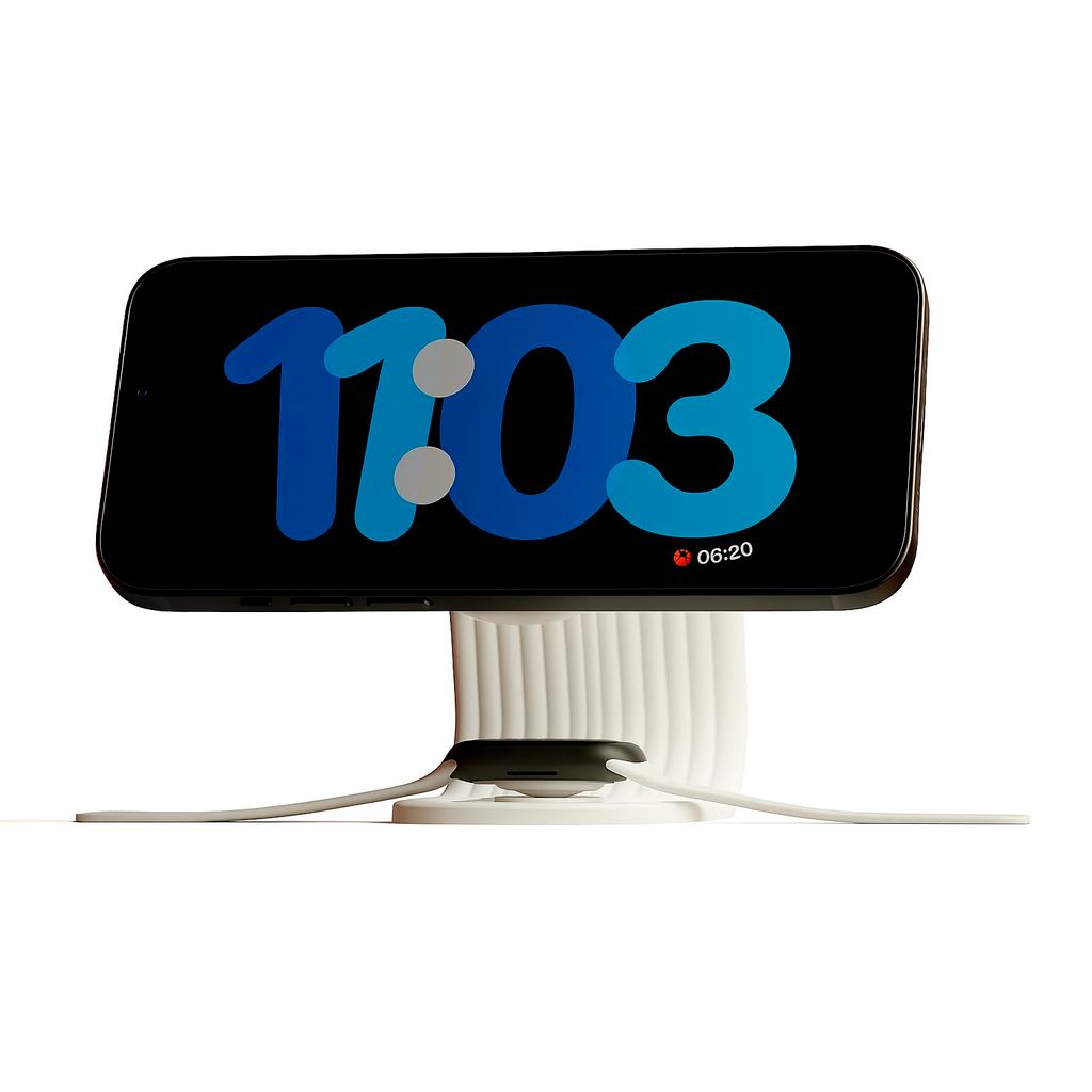 Suporte de Carregador para iPhone e Apple Watch, Mag, Branco