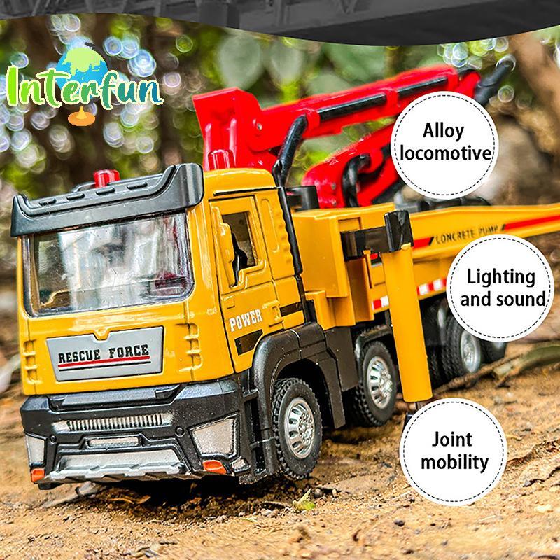 [InterfunB] 1 : 32 Bomba De Concreto Tru Toy Car Diecast Meatl Vehicle Model Pull Ba Sound & Light Coleção Em Miniatura