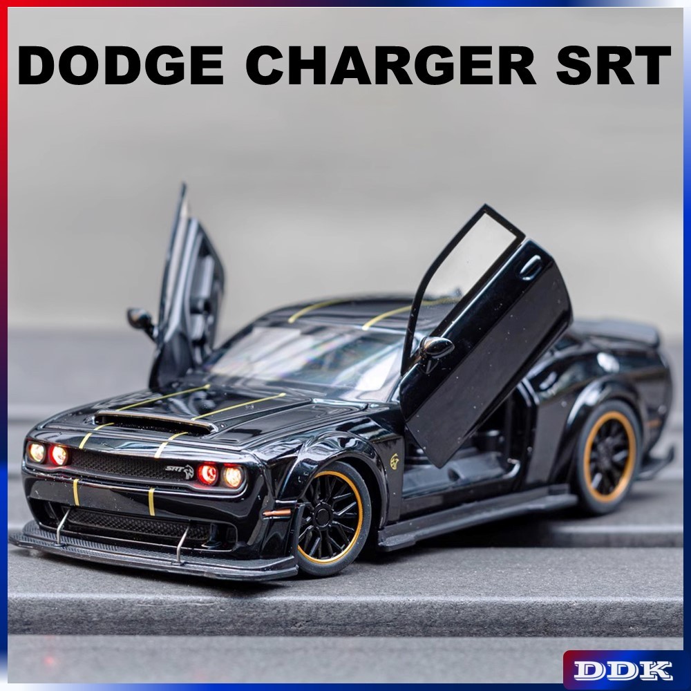 1 : 32 DODGE CHARGER SRT Diecast Alloy Model Toy Car Sound Light Pull Back Kid Friend Presente