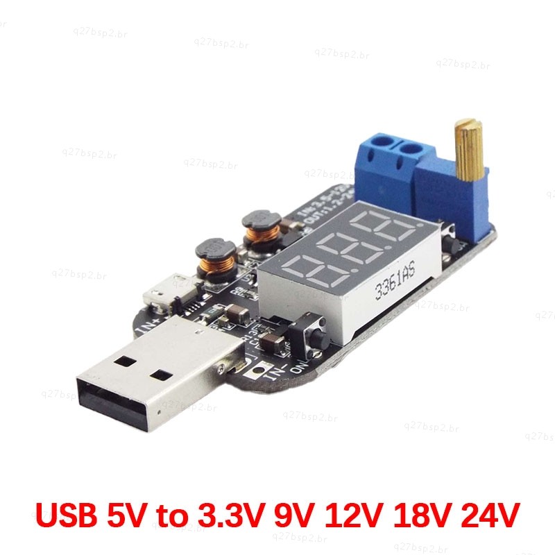 USB 5V A 3.3V 9V 12V 18V 24V Módulo Regulador De Tensão De Fonte De Alimentação Buck-Boost Ajustável Com Display De Corr