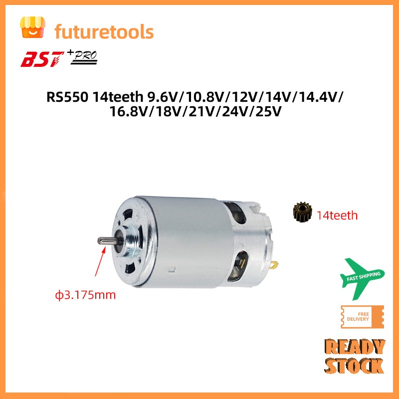 motor dc RS550 14T Para Furadeira Sem Fio E Motosserra Ou Lavadora De Carro 12v 14.4v 16.8v 18v
