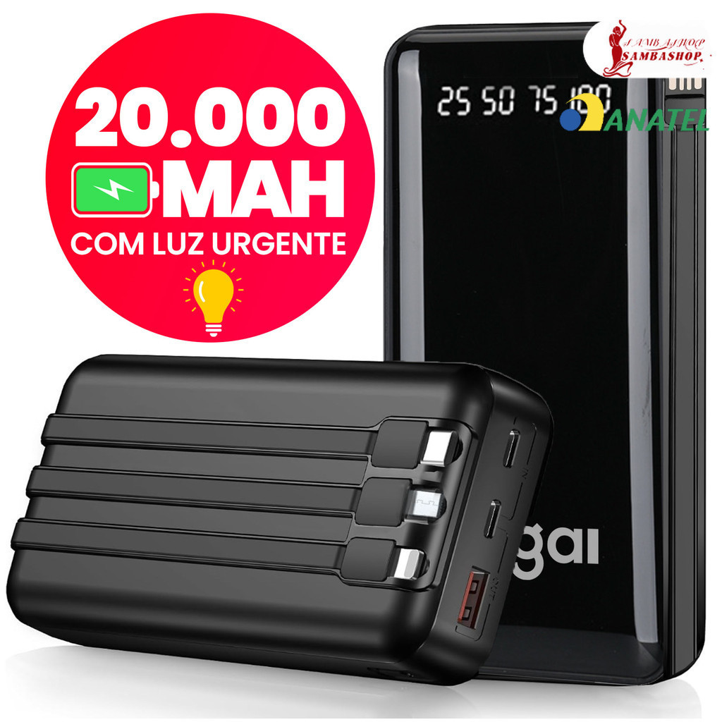 Bateria Externa Portátil 10000 a 20000mah Power Bank Carregador Mel Design