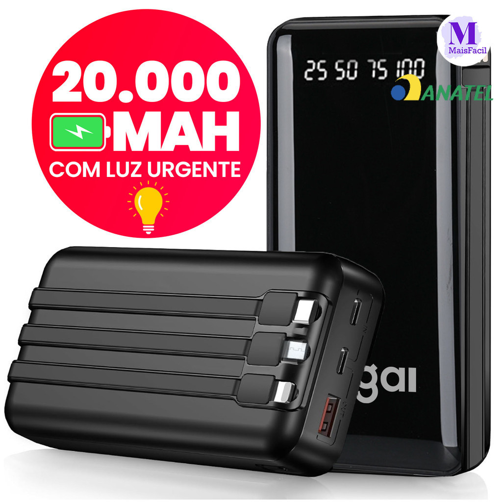 Bateria Externa Portátil 10000 a 20000mah Power Bank Carregador Mel Design