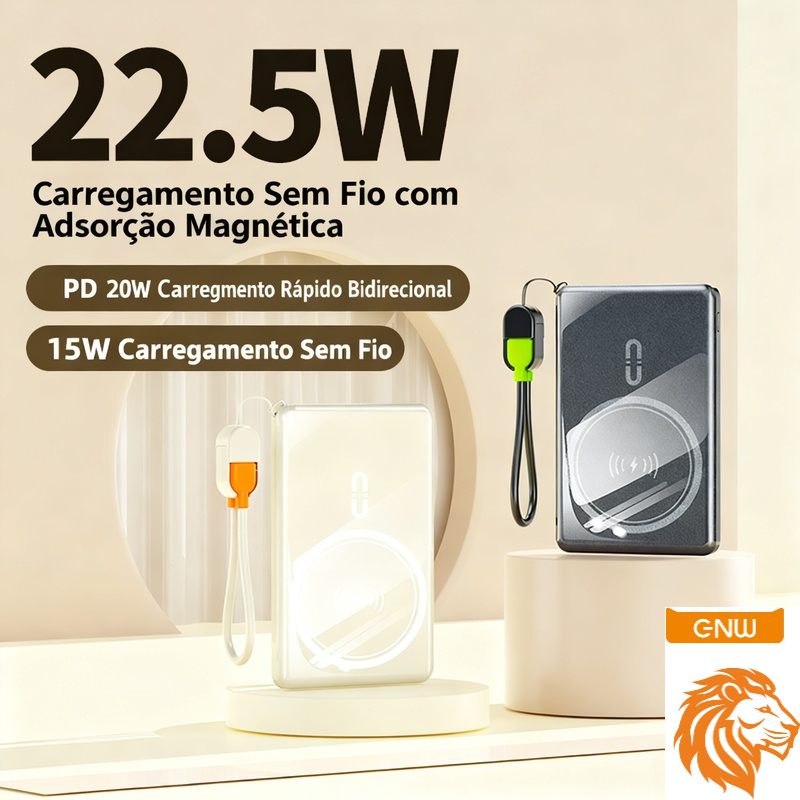 Power Bank Portátil MagSafe 5000mAh - Carregamento Sem Fio iPhone
