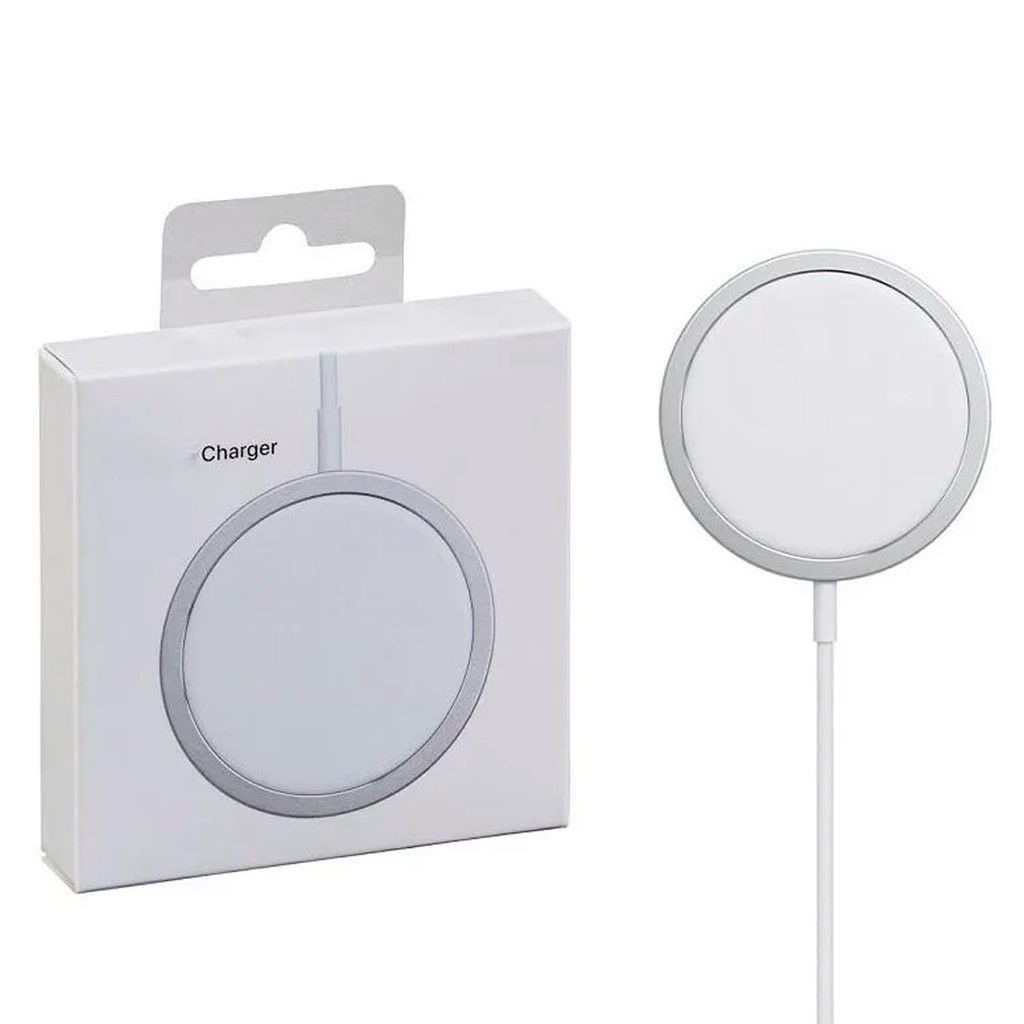 Kit Carregador Wireless de Carregamento Rápido Magnético com Cabo USB-C para Tipo-C Branco