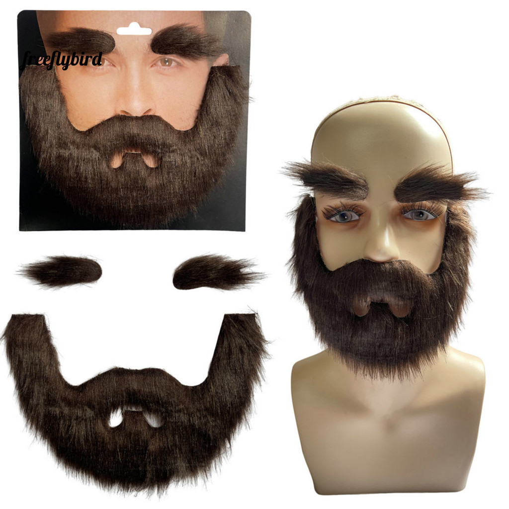 Fake Beard Set for Stage Performances Funny for Office Parties Mustache and Eyebrow Self-adhesive Costume Accessory for