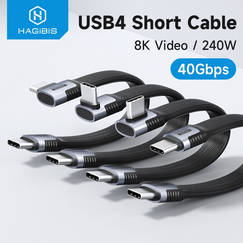Cabo De Dados Hagibis USB4 40 Gbps USB C Para Type Curto PD 240W 8K 60Hz Thunderbolt 3/4 iPhone 16 Pro Max SSD Power Ban
