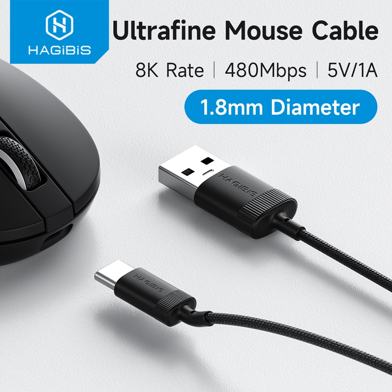 Hagibis Cabo De Mouse Leve Ultra-Fino Paracord Tipo C Carregamento Macio Taxa De Pesquisa De 8000 Hz Para Teclado E Outr
