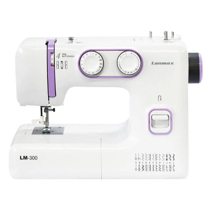 Máquina de Costura Doméstica Bivolt Lanmax Portátil 24 Pontos Servo Motor 100w Costura Jeans