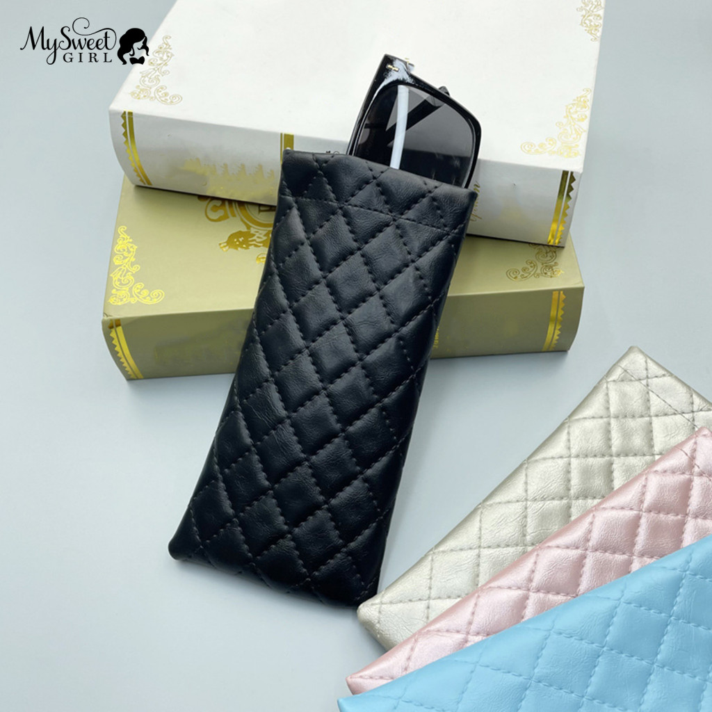 Soft Protective Spectacle Bag Sunglasses Storage Case Waterproof Faux Leather Eyeglass Pouch – Portable Self-closing f