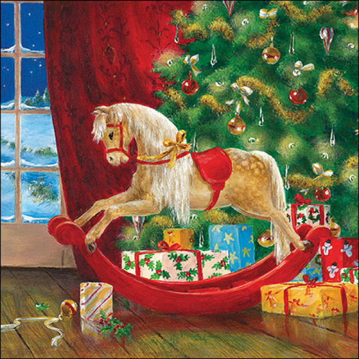 Pct. De Guardanapos Ambiente 20 Un. Ref. 33317870 - Wooden Rocking Horse - Natal/Brinquedo