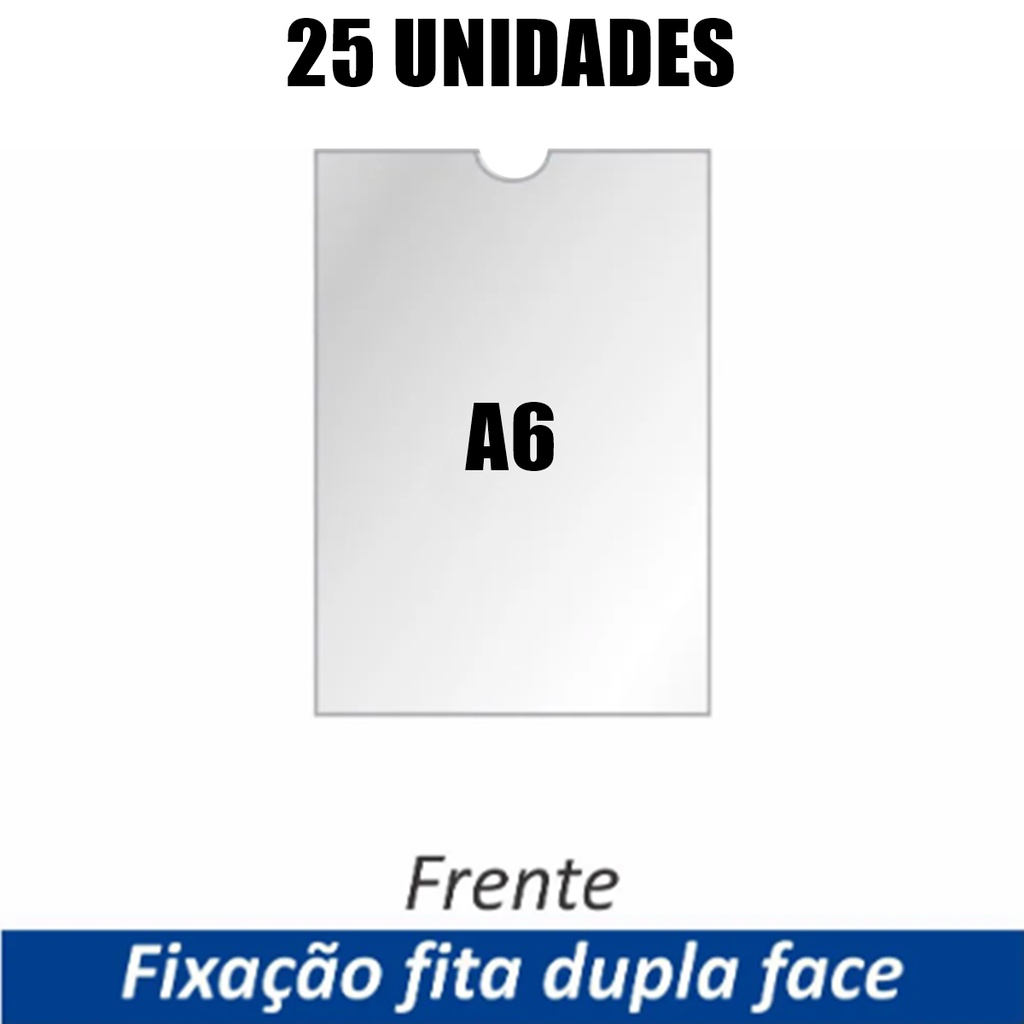 Kit com 25 Display Expositor Suporte Acrilico tamanho A6 de parede ou porta com fita dupla face