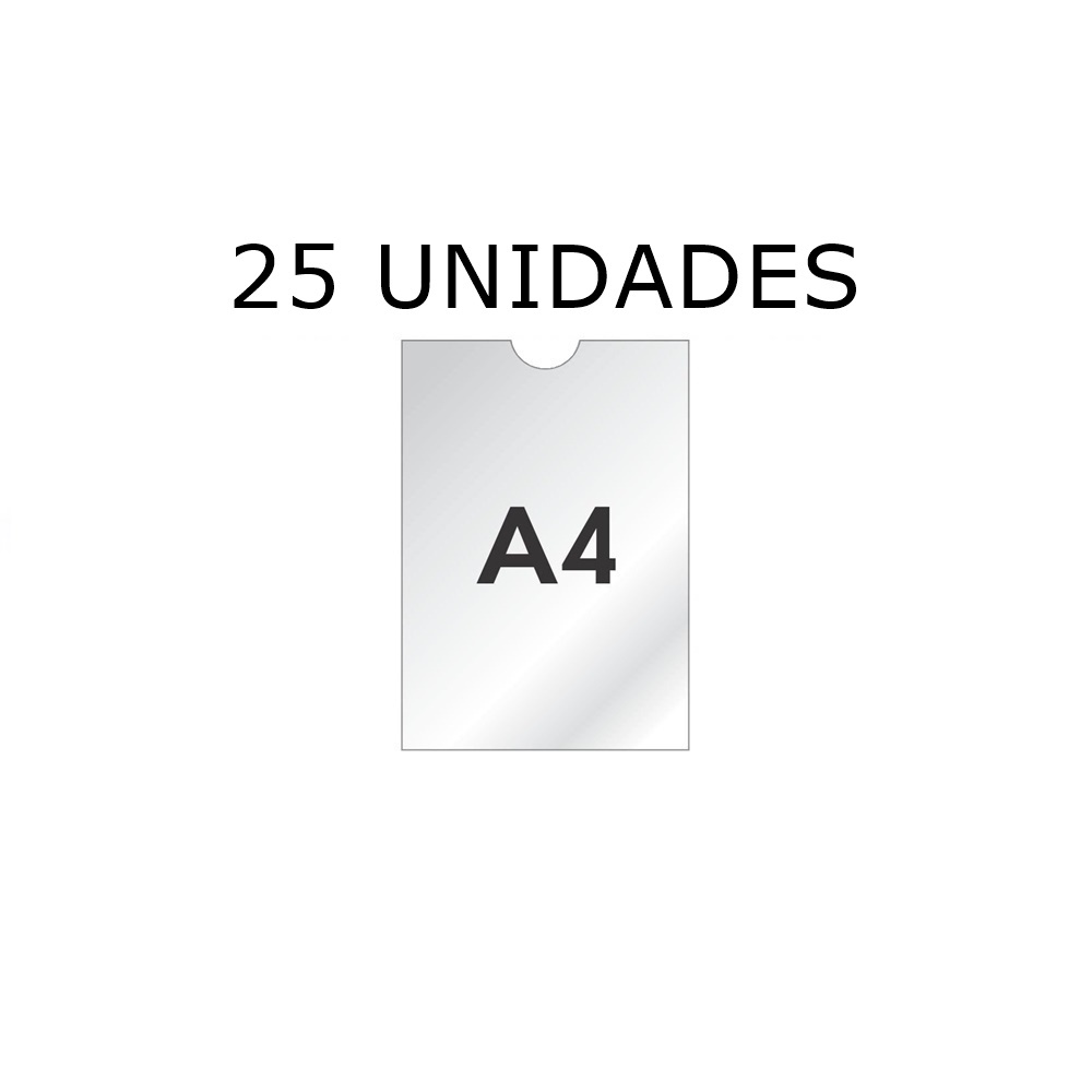 Kit com 25 Display Expositor Suporte Acrilico tamanho A4 de parede ou porta com fita dupla face