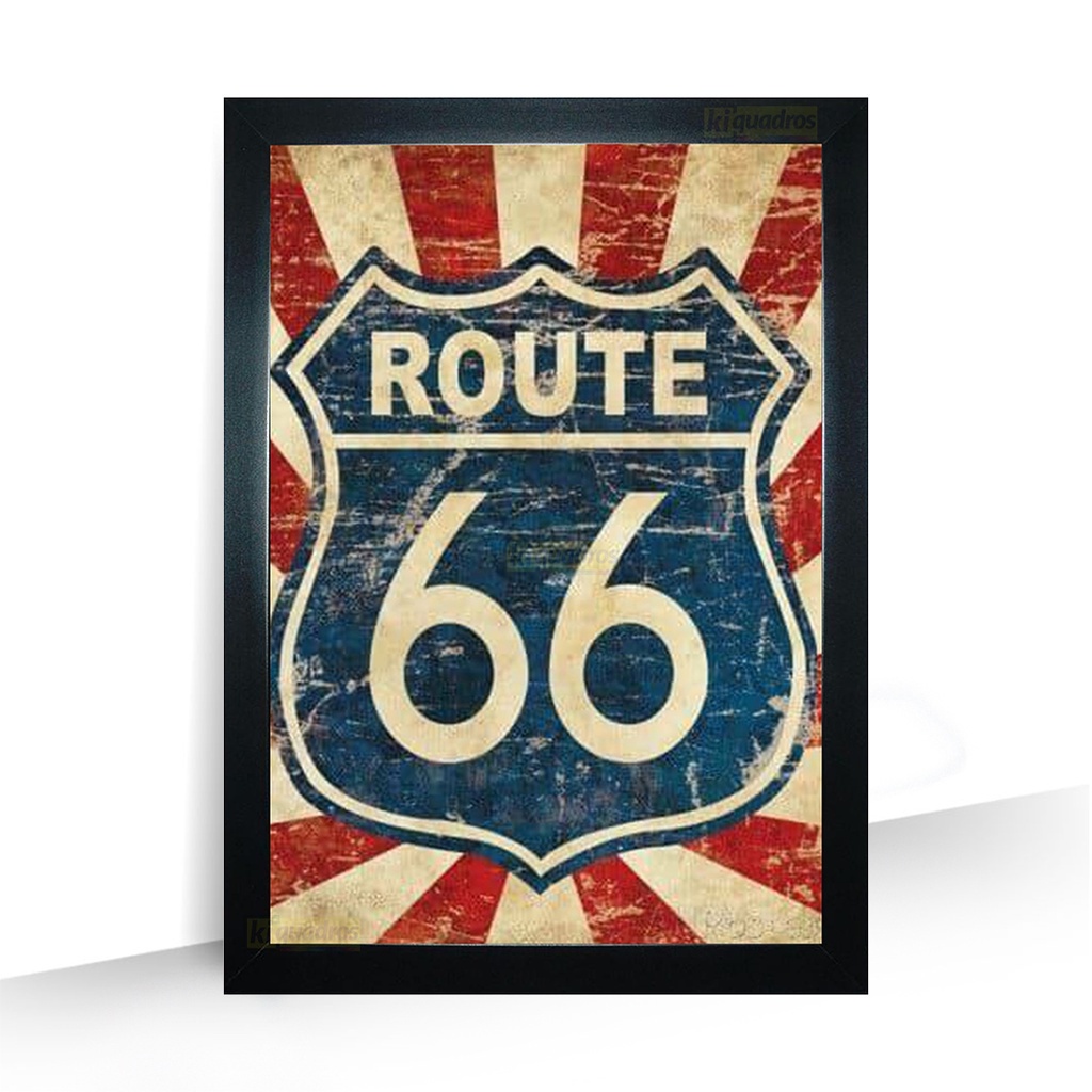 Quadro Route 66 pista Adega bar shop moldura 44cm