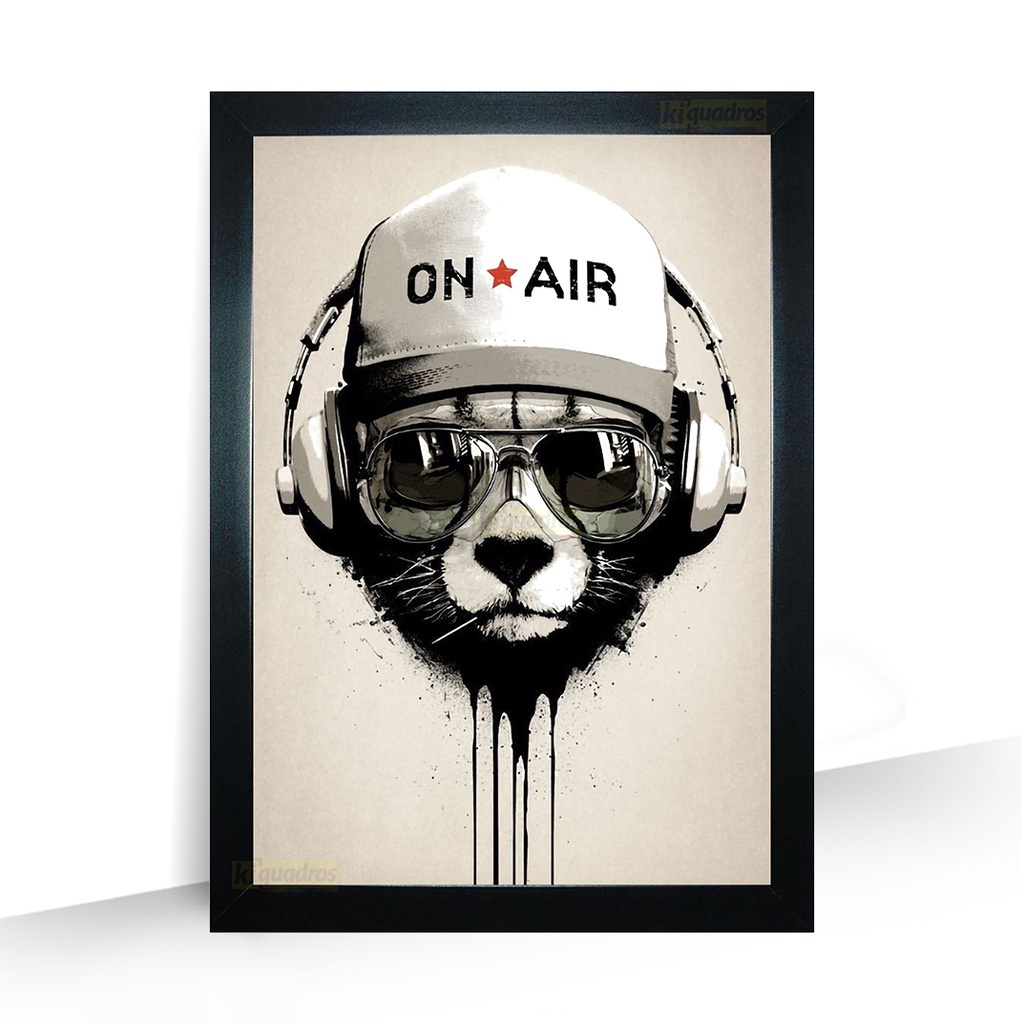 Quadro On air Music Bar Pub Barbearia Moldura 44cm