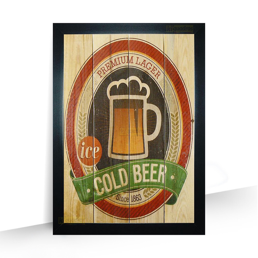 Quadro moldura Bebida Vintage Retrô Bar Barbershop 44cm