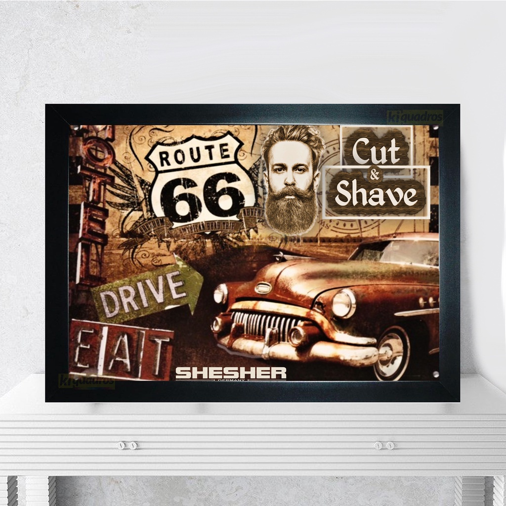 Quadro Carro Vintage retrô Bar Barbearia 44cm
