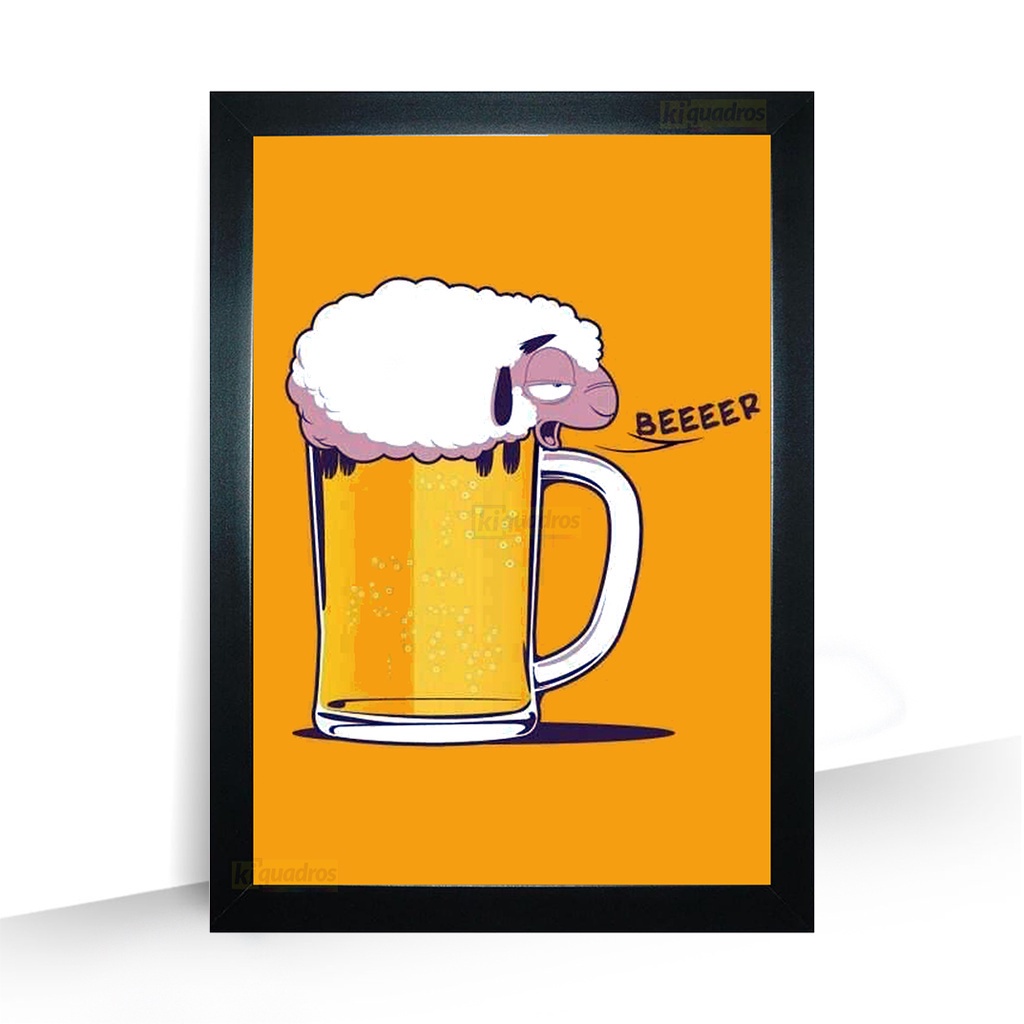 Quadro Cerveja Bar Copo Bebida Moldura 44cm