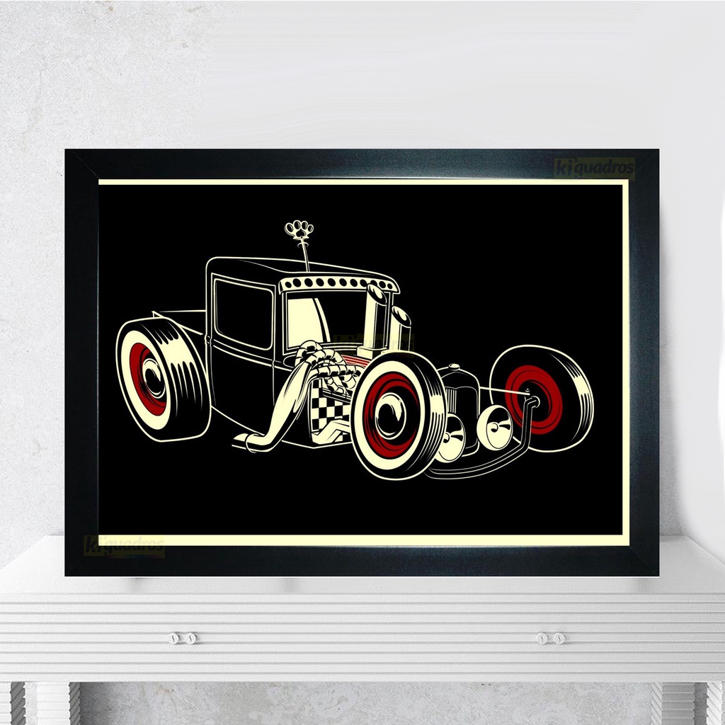 Quadro moldura Carro Antigo Barbearia Bar Quarto 44cm