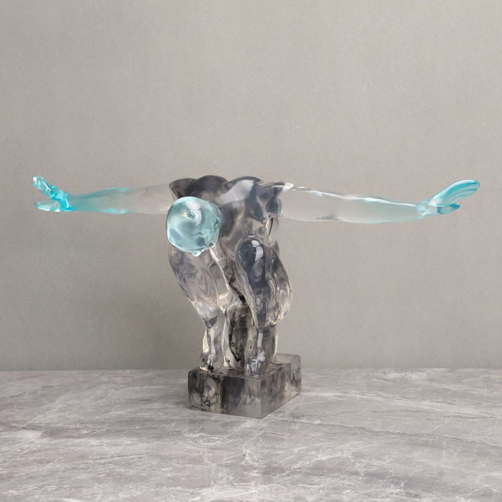 Z5WY Nordic resin figure of a diving athlete with wings, decorative ornament for model homes, study rooms, living rooms,