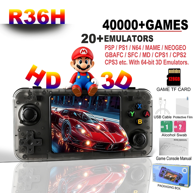 R36H Retro Console De Videogame Portátil Sistema Linux Tela IPS De 3.5 Polegadas Consoles De Jogos De Bolso Portáteis
