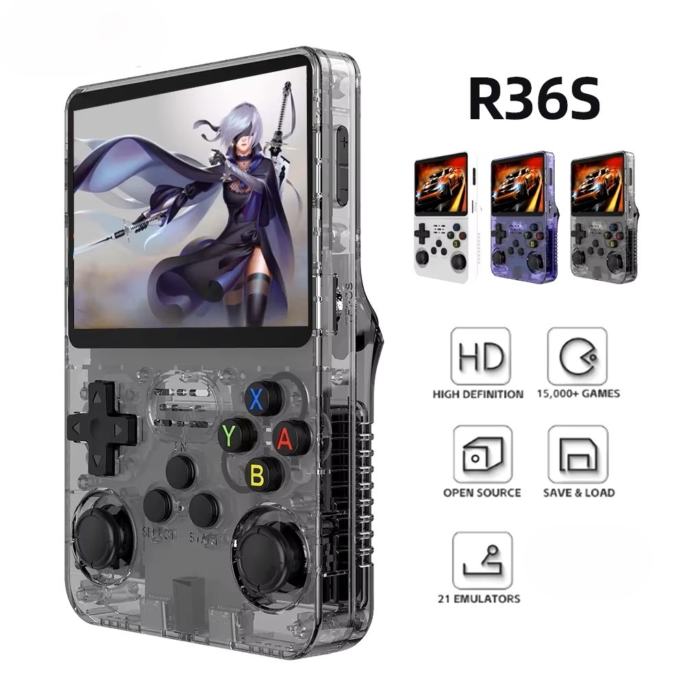 Console Portátil R36S Video Game Retro Tela IPS 3.5