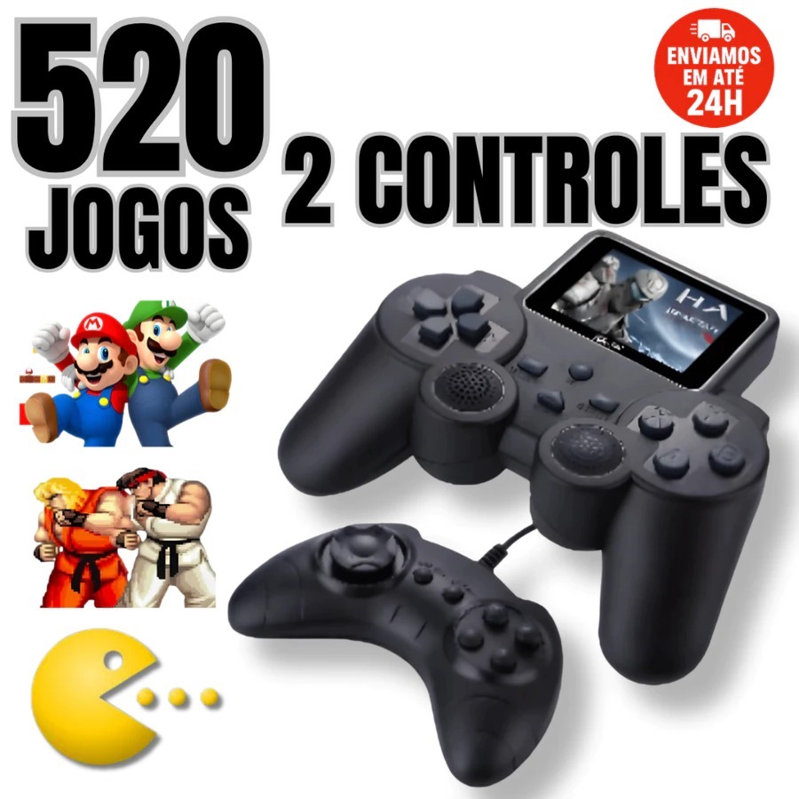 Mini Game Retrô Portátil Kapbom 520 Jogos Clássicos + Tela 2.4