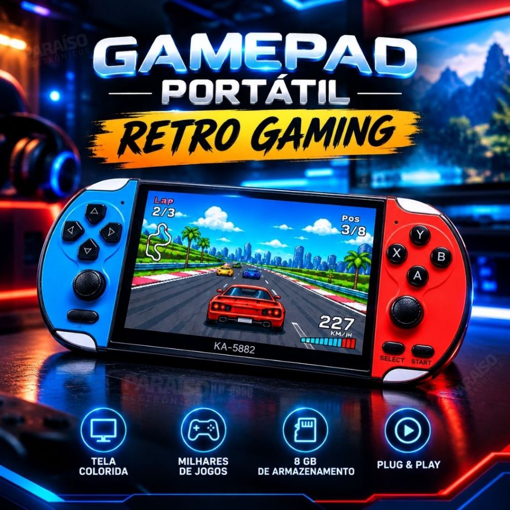 Vídeo Game Portátil Retrô X7 Tela Gigante 5.1