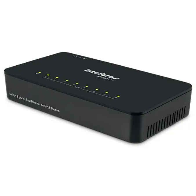 Switch 8 Portas Fast Ethernet Com PoE Passivo SF 800 Q + Intelbras