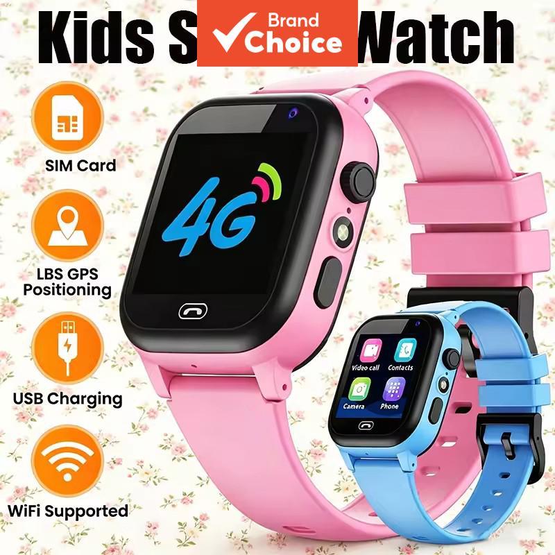 Relógio inteligente infantil com GPS, vídeo chamada, cartão SIM, SOS, câmera, à prova d'água, atualização, presente para