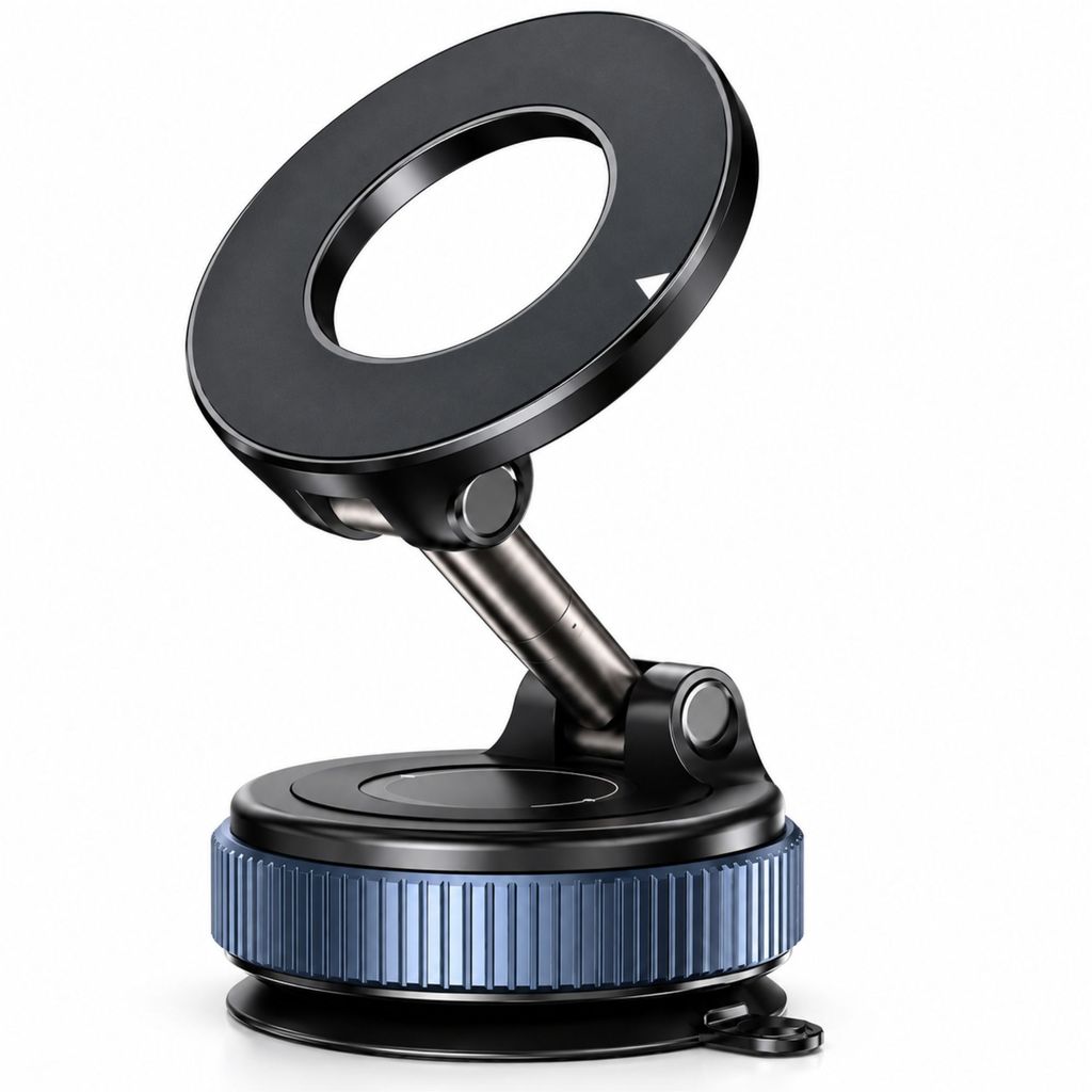 Suporte Celular Carro Magnético 360° com Ventosa Dobrável, Ajustável e Prático para GPS, Viagens e Uso Diário