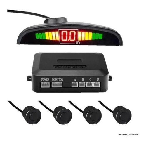 Sensor Estacionamento Re 4 Sensores Display Led Sonoro Preto