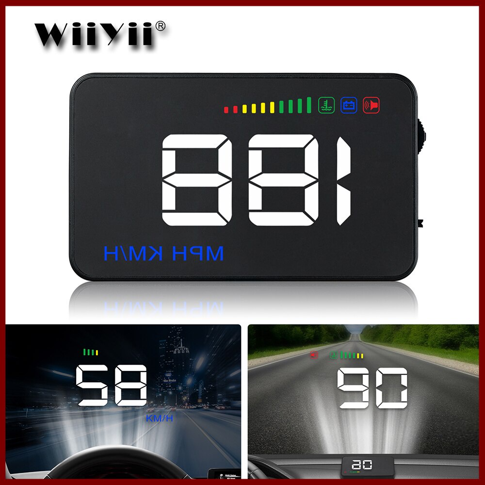 A500 Head Up Display Carro KM/h MPH Eletrônica Automática OBD2 HUD Pára-Brisa Projetor Grande Fond Refrigerante Temp
