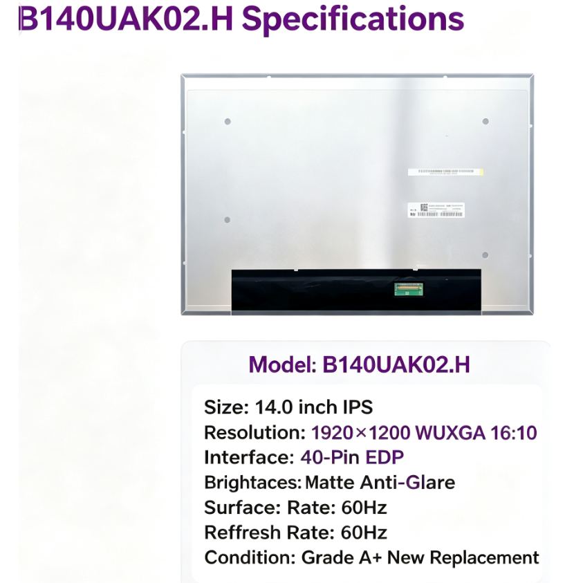 14.0 Polegadas B140UAK02 . H 1920X1200 40Pins Laptop LCD Tela Painel Touch EDP Trabalho Para Dell Business Edition 7440