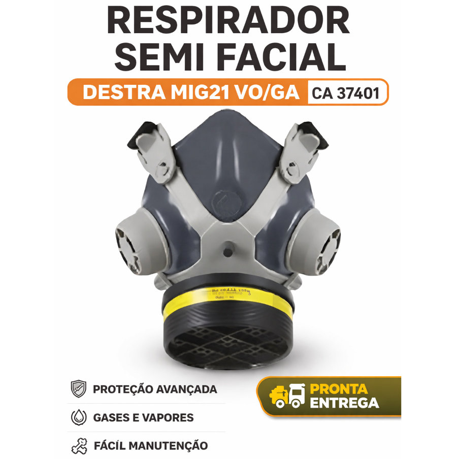 RESPIRADOR COM FILTRO SEMI FACIAL DESTRA MIG21 VO/GA CA 37401