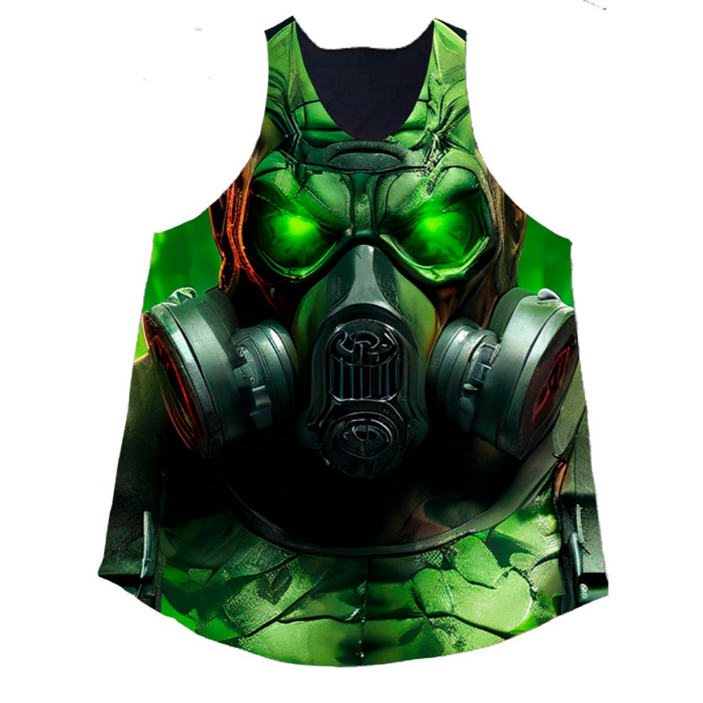 Regata cavada masculina treino musculação academia Mask gas art3