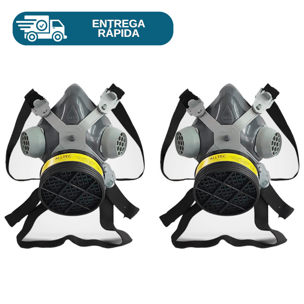 Kit 2 Mascara Respirador 1/4 Facial Com 1 Filtro VO/GA Mastt Alltec 2001 Para Pintura Poeira Nevoas