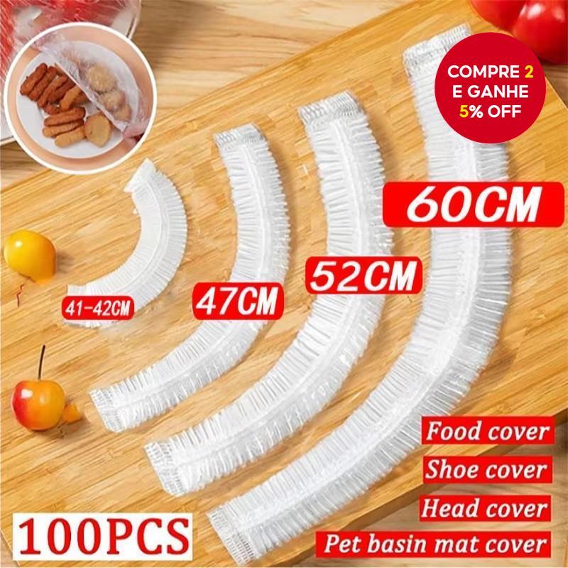 100 Peças Elásticas Para Alimentos , Envoltório De Cozinha Descartável Sem BPA Armazenamento De Frutas E Vegetais Uso Em
