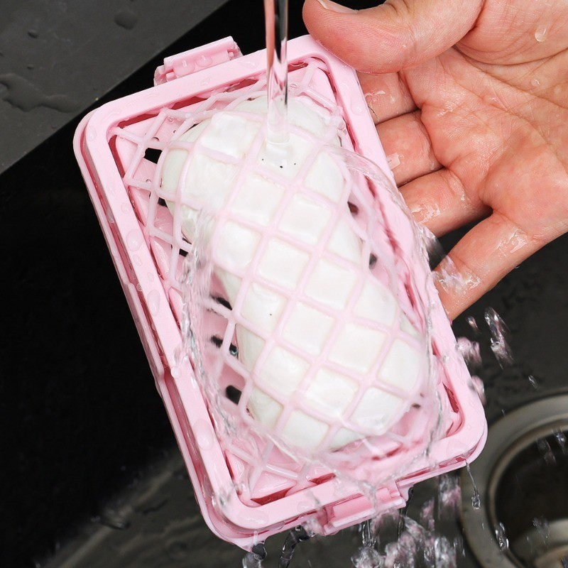 Porta Caixa de Armazenagem de Sabão com Rede de Espuma Integrada Bandeja de Drenagem e Suporte Elástico Elevado WL-2480
