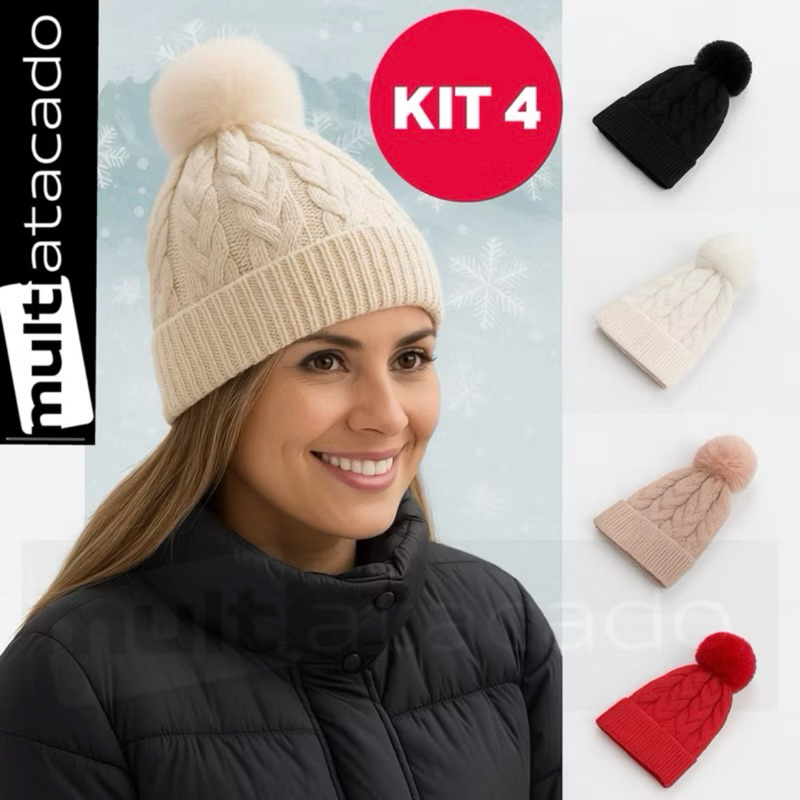 Gorro De Malha Elástica Chapéu De Inverno Sem Aba Ajustável Para Homens E Mulheres Touca De Frio Lã Gorro Liso  Toca Adu