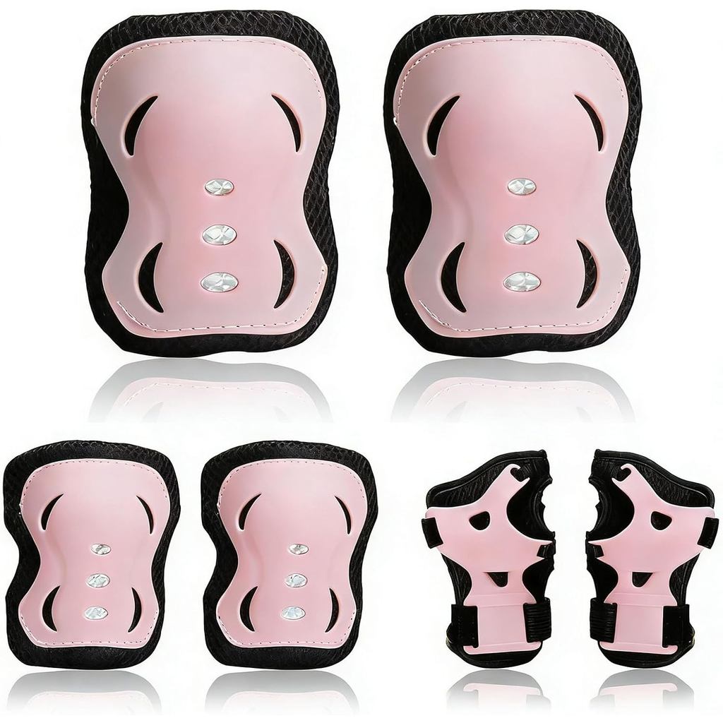 Kids Protective Gear Set Knee Pads for Kids 3-8 Years (Pink) | Breathable, Lightweight, Adjustable, For Skates Cycling B
