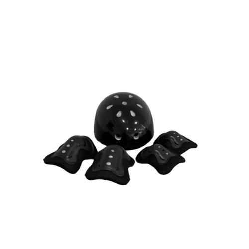 Kit Protecao Infantil Completo Set 7 Pecas Capacete Joelheira Cotoveleira Preta