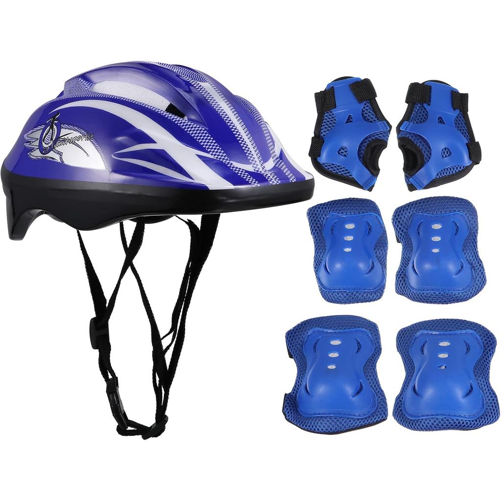 Kids Helmet with Sports Protective Gear Set: Adjustable Helmet for Ages 3-8 Boys Girls, Toddler Knee Elbow Wrist Pads fo