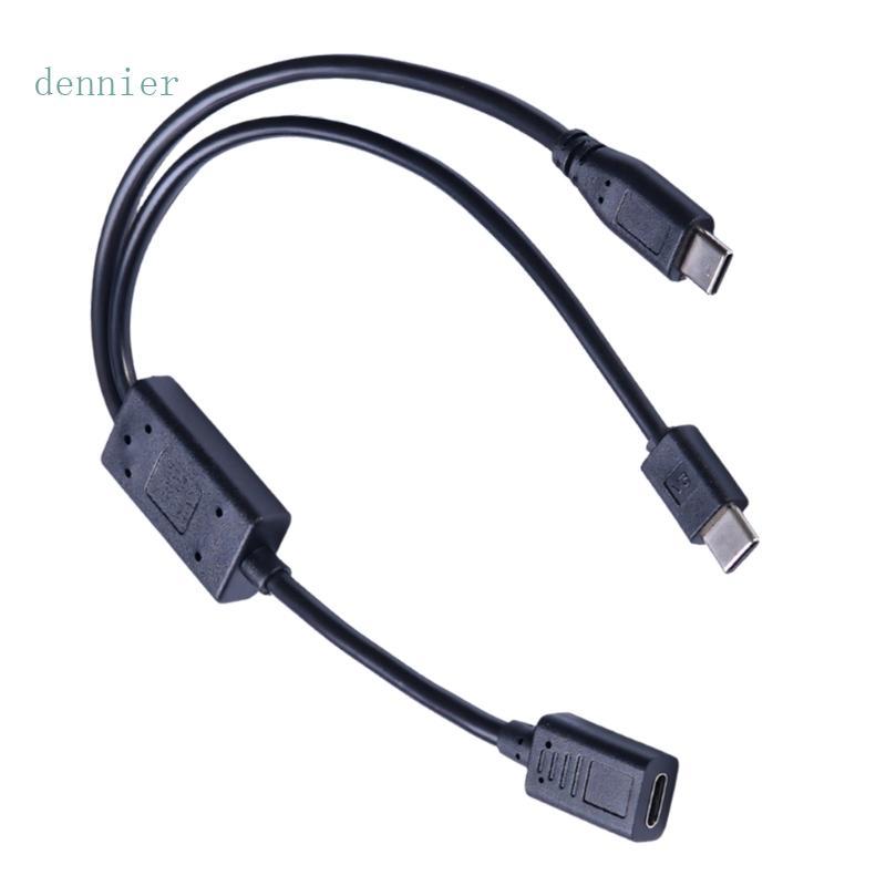 Den Travel Friendly Type C Fêmea Para 2 Machos Divisor Carregamento Rápido E Sincronização PD100W Laptop Tablet